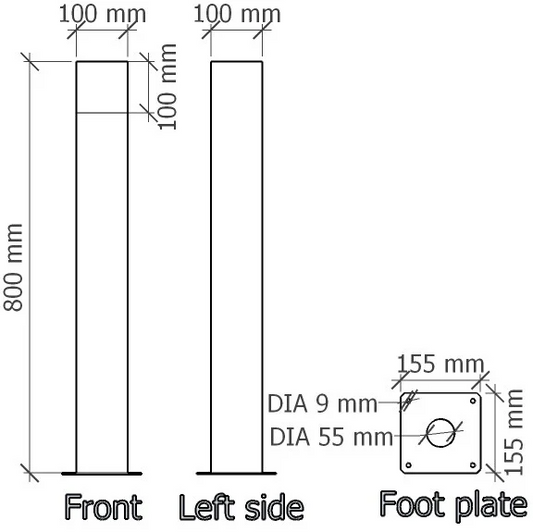 GARDD C1S 500 Staande Cortenstaal lamp incl. connector