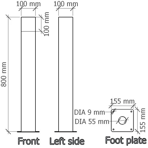 GARDD C1S 500 Staande Cortenstaal lamp incl. connector