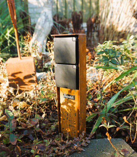 GARDD Cortenstaal dubbel buitenstopcontact