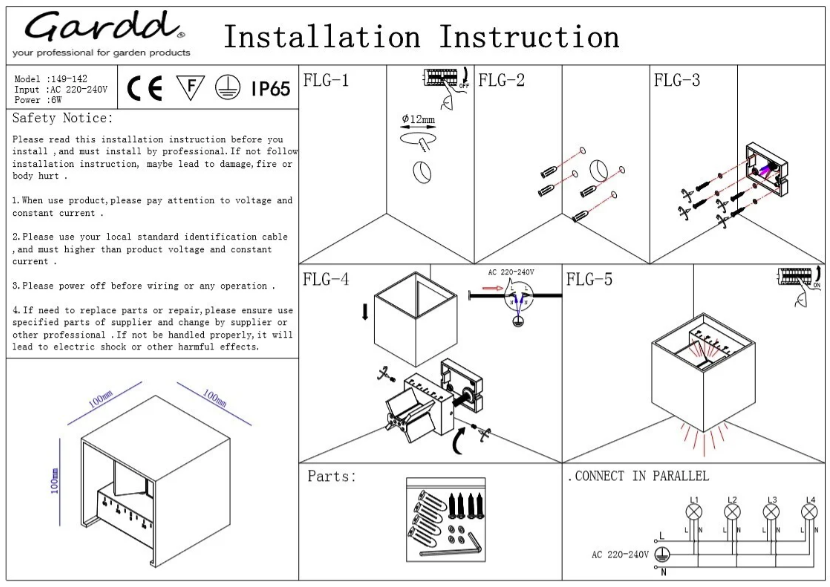 GARDD C3W FACET Cortenstaal Wandlamp informatie