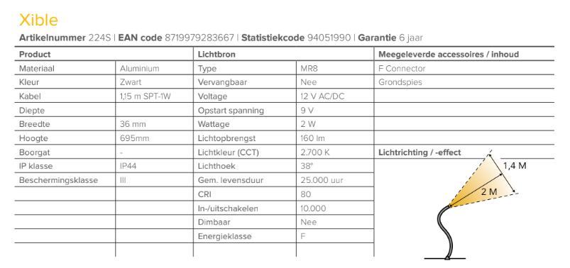 Lightpro 12 volt tuinverlichting Xible sfeerverlichting specificaties