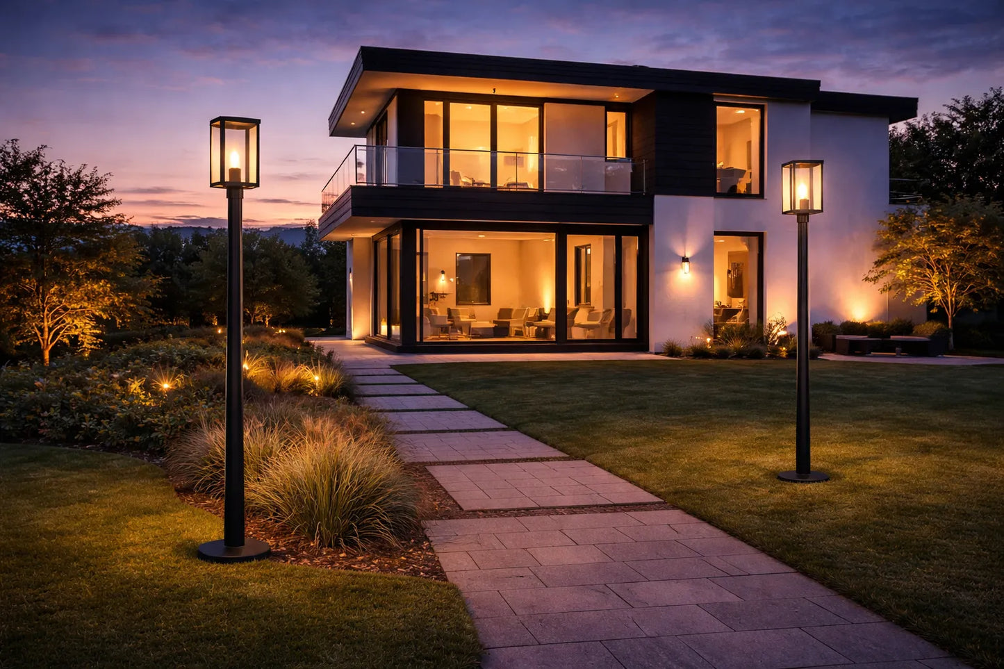 moderne tuinlantaarn lofoten bij oprit