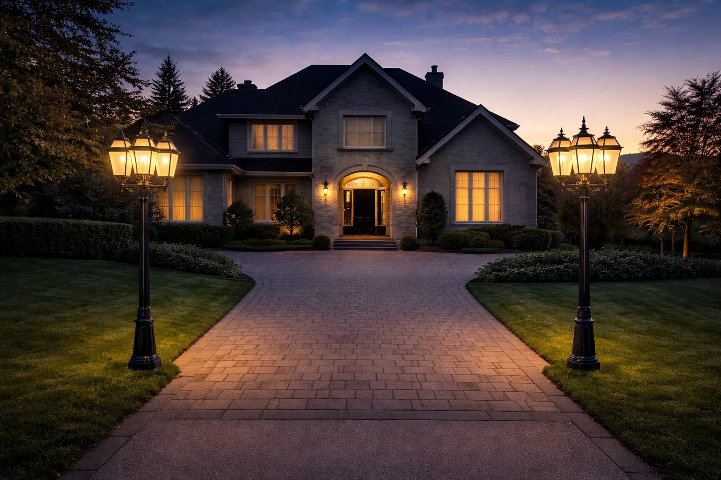 Hoogwaardige tuinlantaarn 3 kappen langs oprit